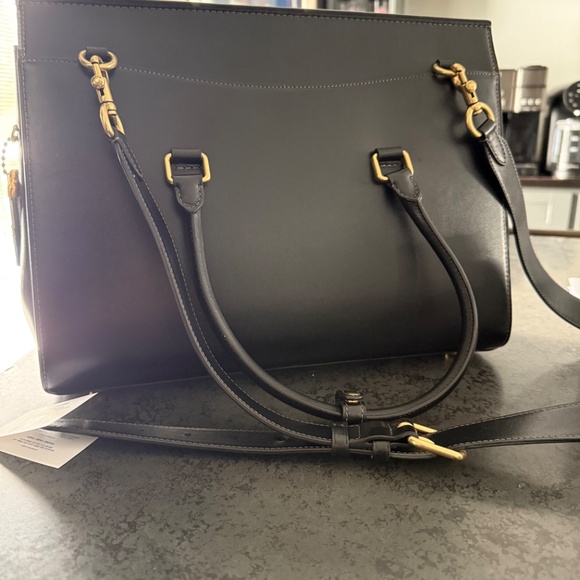 Coach Black Satchel with Gold Accents - Picture 13 of 16